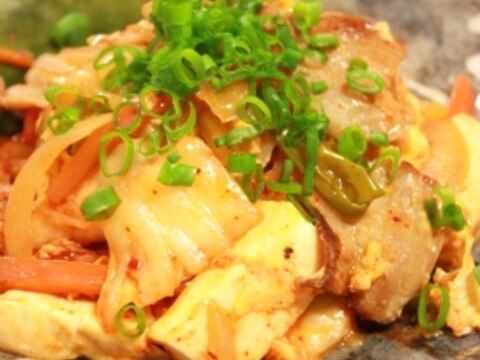 豚バラと白ネギのキムチチャンプル